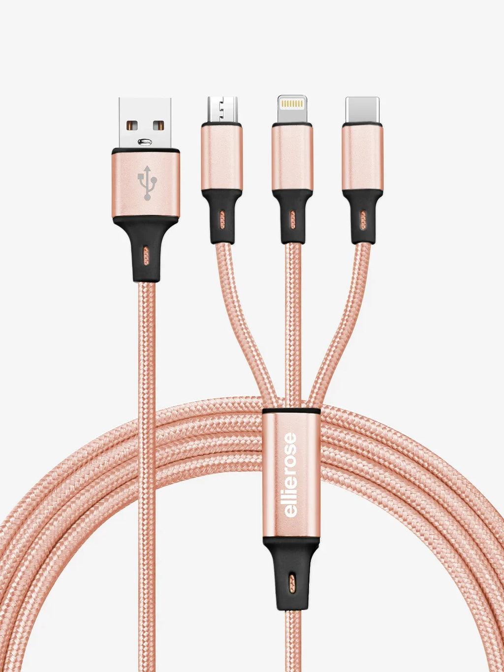Rose Gold 3-in-1 Charging Cable (USB A)