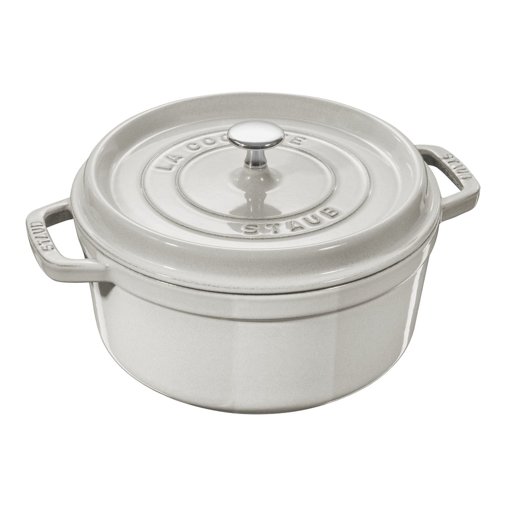 STAUB La Cocotte 3.7 L Cast Iron Round Cocotte, White Truffle