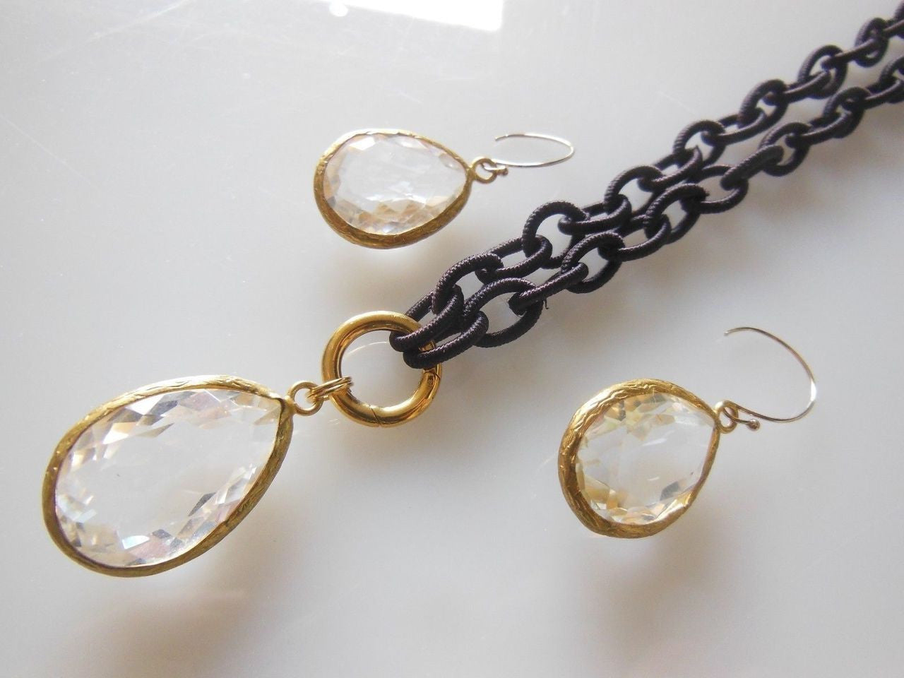 Clear Crystal Drop Earrings.