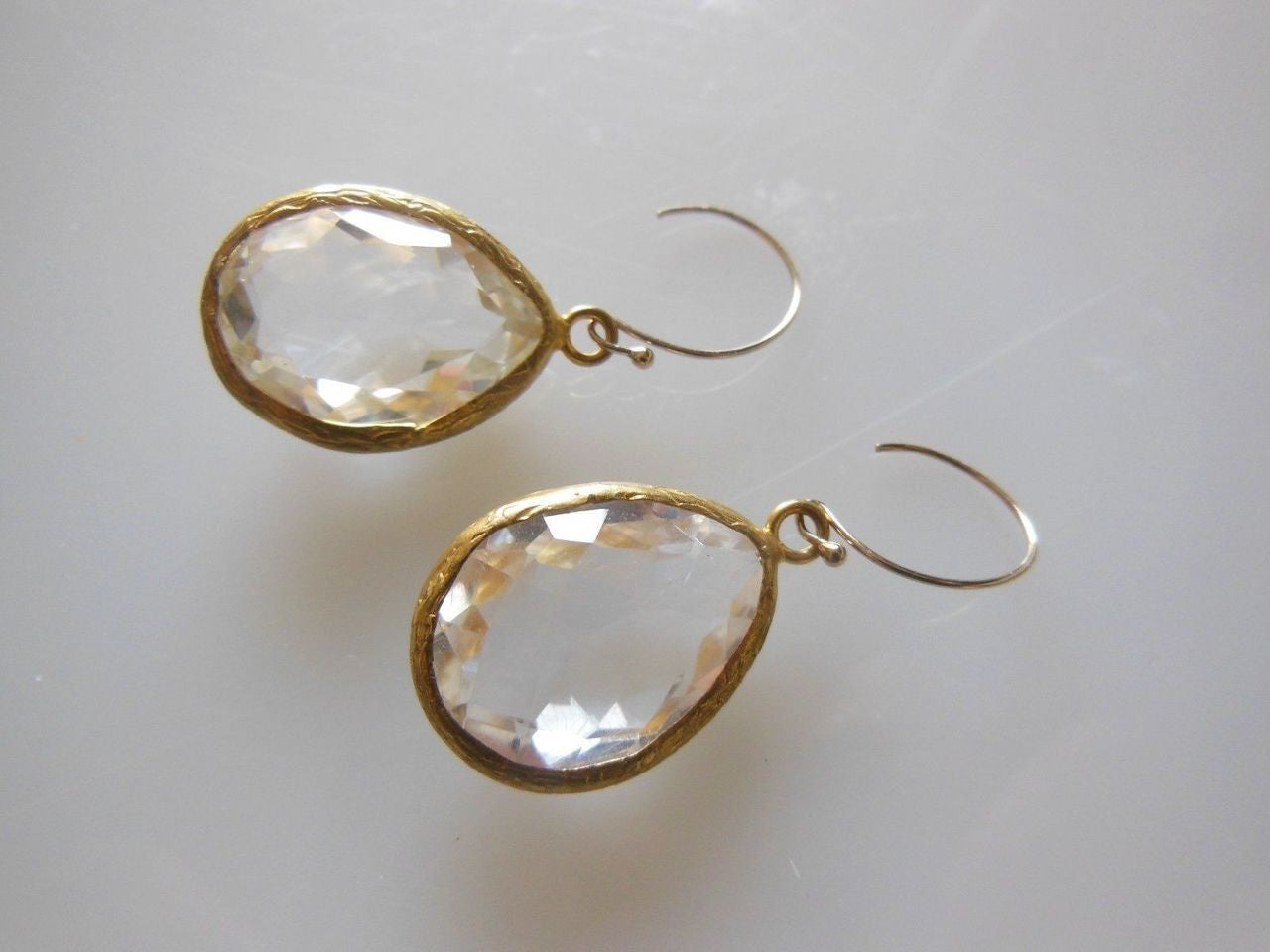Clear Crystal Drop Earrings.