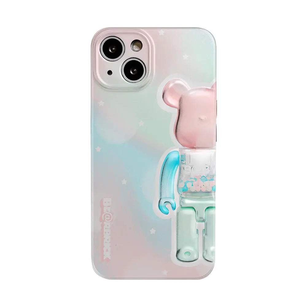 Smudged pink yellow blue bear suitable for Apple iPhone13pro max anti-fall 11/12 mobile phone shell xsmax/xr tide